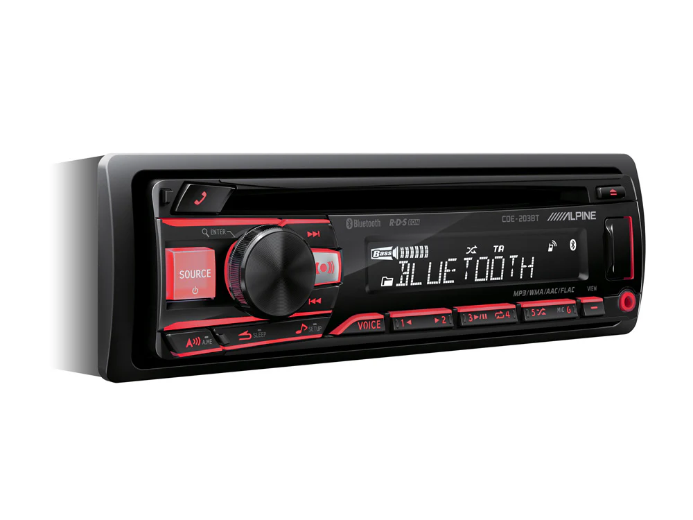 Alpine CDE-203BT Single Din Bluetooth Radio - Car Audio