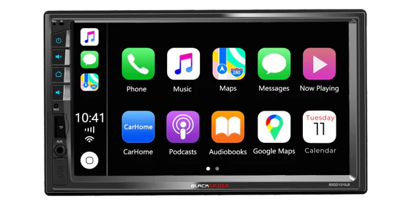 BlackSpider BSDD1310LB Double Din Bluetooth Wired Apple CarPlay Android Auto Radio - Car Audio