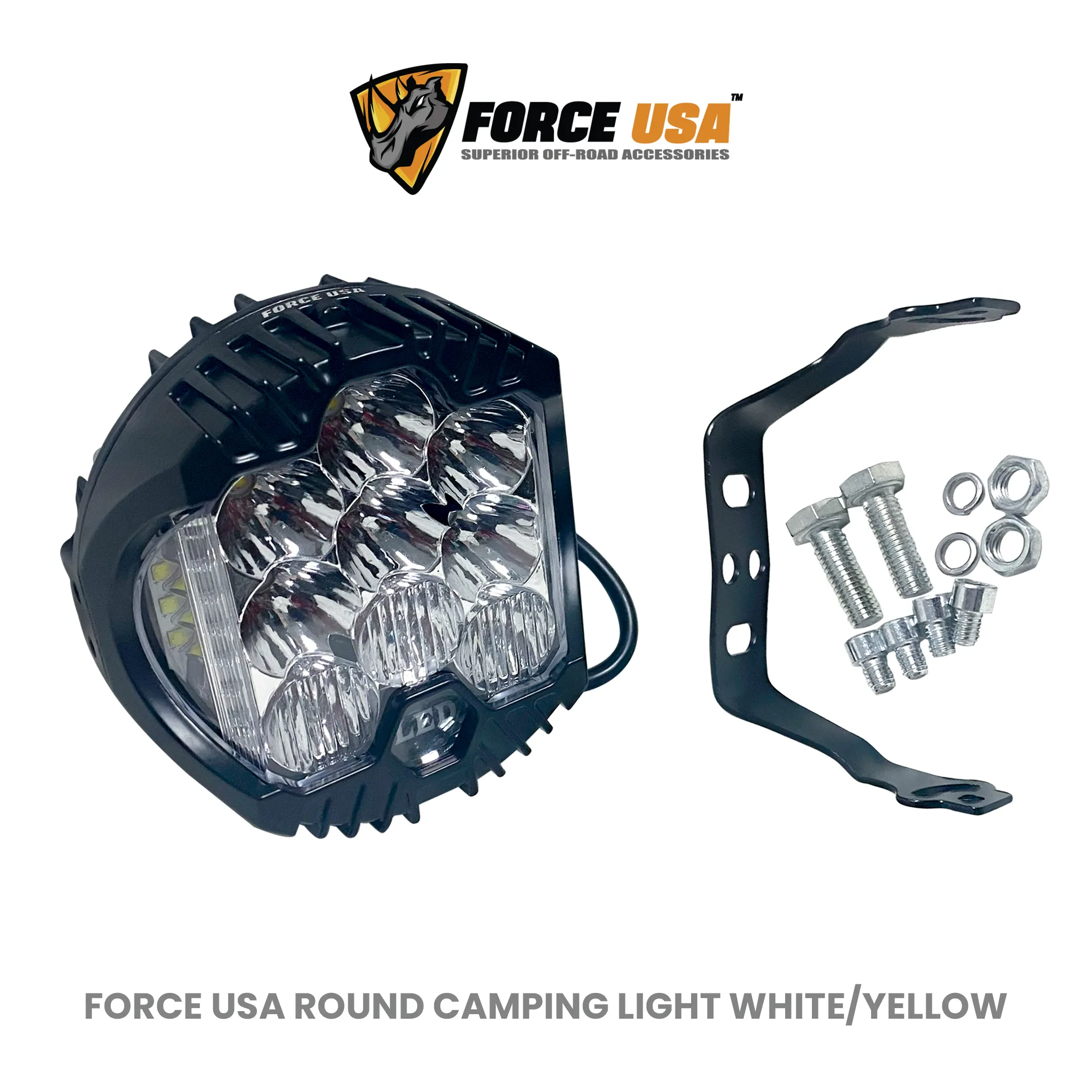 Force USA Round Camping Light White + Yellow