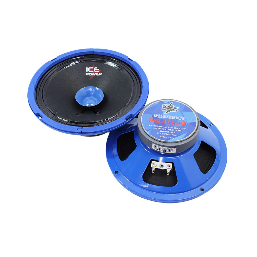 Ice Power IPS-1660BL 6.5" 800w 3way Bullet Midrange Speakers (Blue) - Car Audio