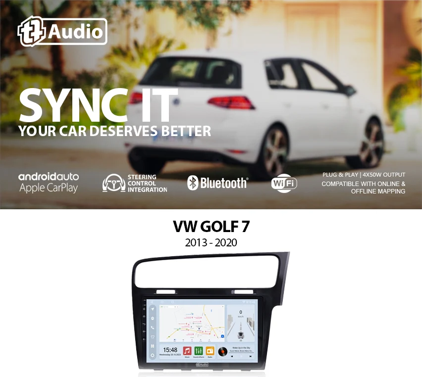 TT Audio 10" replacement radio for VW GOLF 7 2013 - 2020 (CLASS D) - Car Audio