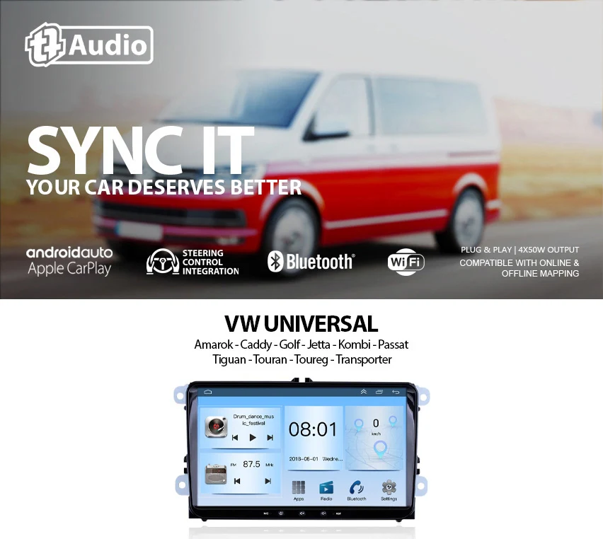 TT Audio 9" replacement radio for VW Amarok | Caddy | Golf | Jetta | Kombi | Passat | Tiguan | Touran | Toureg | Transporter (ECO) - Car Audio